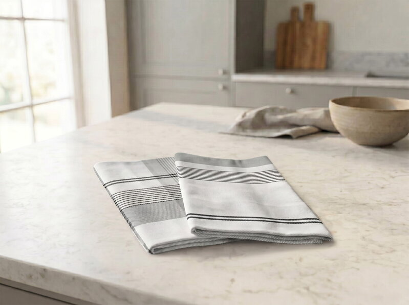 Sada 2ks | Utierky z egyptskej bavlny ZINA Grid Grey