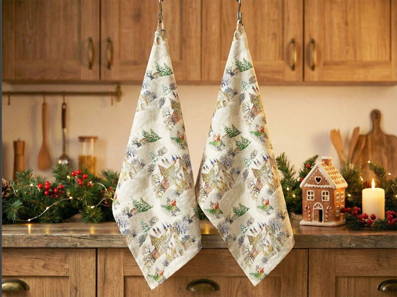 2-set utierok PANAMA KITCHEN TOWEL - Vianočná dedina