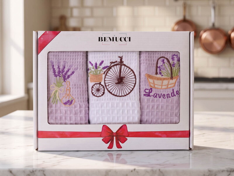 3 set vaflových utierok VELINA Lavender